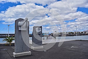 Lanzarote / Spain - October 13, 2019: Image of sculptures in the marina of Arrecife on the island of Lanzarote, Canary Islands
