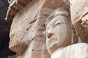 LANZHOU, CHINA - SEP 30 2014: Buddha Statues at Bingling Cave Te