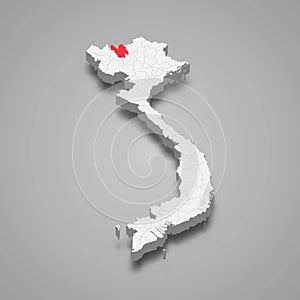 Lao Cai region location within Vietnam 3d map