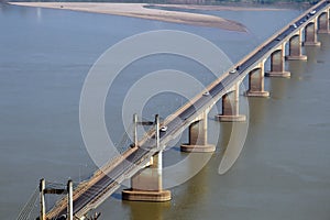 Lao-Nippon Bridge over Mekong River at southern Lao town of Pakse in Champasak Province, Lao PDR.
