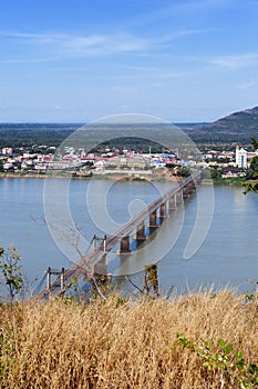 Lao-Nippon Bridge over Mekong River at southern Lao town of Pakse in Champasak Province, Lao PDR.