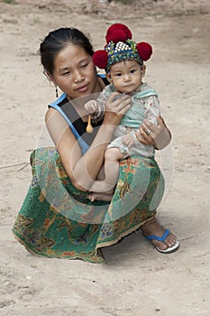 Laos, Asian mother with baby Yao