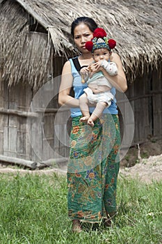 Laos, Asian mother with baby Yao