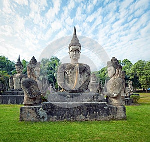 Laos Buddha park.Tourist attraction in Vientiane