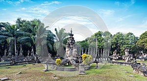 Laos Buddha park.Tourist attraction in Vientiane