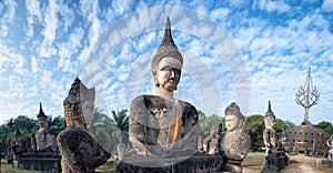 Laos Buddha park.Tourist attraction in Vientiane photo