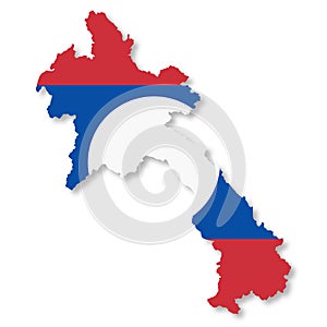Laos flag map on white background with clipping path 3d illustration