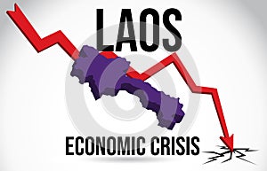 Laos Map Financial Crisis Economic Collapse Market Crash Global Meltdown Vector