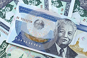 Laos money kip banknotes photo