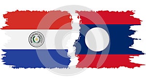 Laos and Paraguay grunge flags connection vector