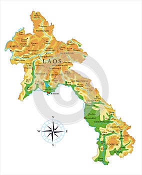 Laos physical map
