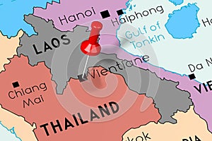 Laos, Vientiane - capital city, pinned on political map