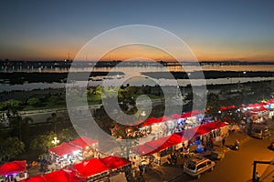 LAOS VIENTIANE MEKONG RIVER EVENING