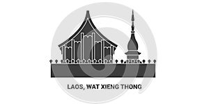 Laos, Wat Xieng Thong, travel landmark vector illustration