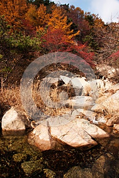 Laoshan mountains beautiful autumn scenery of China