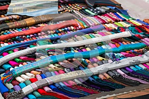 Laotian skirts are sold at night market in Luang Prabang, Laos