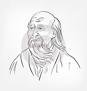 Laozi Lao Tzu vector sketch portrait isolated