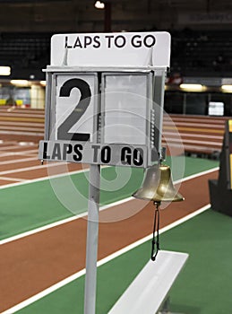 Lap counter shows two laps to go indoors