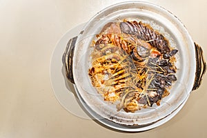 Lap mei fan, or mixed wax meat rice, Chinese delicacy