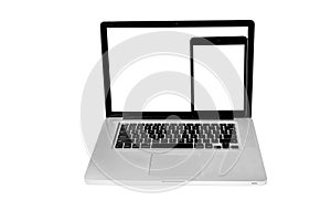 Lap top and tablet isolated on