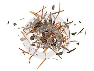 Lapacho herbal tea isolated on white background, top view