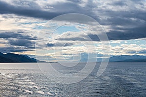 Lapataia bay landscape, Tierra del Fuego. Landscape of the Atlantic Ocean in Ushuaia, Argentina  landmark