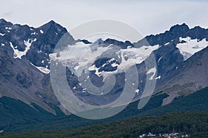 Lapataia bay landscape, Tierra del Fuego. Landscape of the Atlantic Ocean in Ushuaia, Argentina  landmark