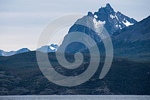 Lapataia bay landscape, Tierra del Fuego. Landscape of the Atlantic Ocean in Ushuaia, Argentina  landmark