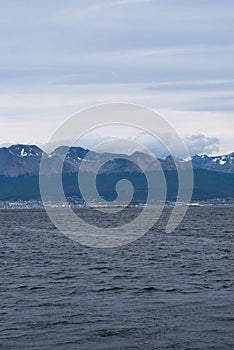 Lapataia bay landscape, Tierra del Fuego. Landscape of the Atlantic Ocean in Ushuaia, Argentina  landmark