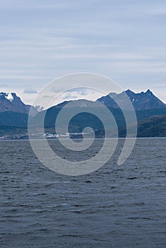 Lapataia bay landscape, Tierra del Fuego. Landscape of the Atlantic Ocean in Ushuaia, Argentina  landmark