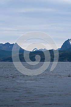 Lapataia bay landscape, Tierra del Fuego. Landscape of the Atlantic Ocean in Ushuaia, Argentina  landmark