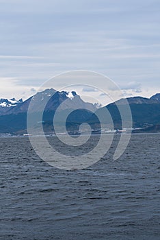 Lapataia bay landscape, Tierra del Fuego. Landscape of the Atlantic Ocean in Ushuaia, Argentina  landmark