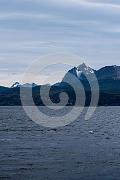 Lapataia bay landscape, Tierra del Fuego. Landscape of the Atlantic Ocean in Ushuaia, Argentina  landmark