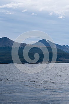 Lapataia bay landscape, Tierra del Fuego. Landscape of the Atlantic Ocean in Ushuaia, Argentina  landmark