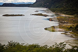 Lapataia bay in the Tierra del Fuego National Park. Ushuaia in the Patagonia