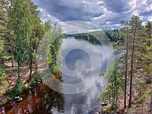 Lapinsalmi Sound in Repovesi National Park, Finland on cloudy summer day