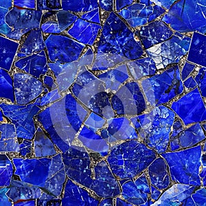 Lapis Lazuli Seamless Pattern, Blue Stone Endless Background, Lazure Gem Slice Tile, Dark Blue Crystal