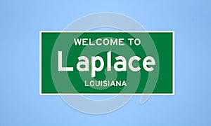 Laplace, Louisiana city limit sign. Town sign from the USA.
