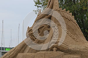 Captive Dragon. Sand sculpture in Lappeenranta