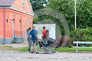 Lappeenranta. Finland. People look at the map