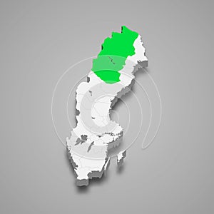 Lappland historical province location within Sweden 3d map photo