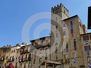 The Lappoli tower house in Piazza Grande in Arezzo