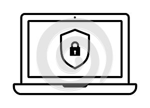 Laptop lock security icon