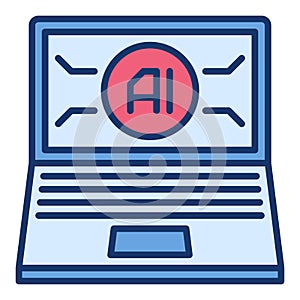 Laptop AI Computer vector Artificial Intelligence Device colored icon or design element