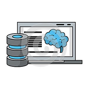 Laptop analizing human brain artificial intelligence