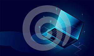 Laptop analysis processing. cloud services concept, file backup and saving, copy of file structure isometric vector , Database