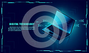 Laptop analysis processing. structure isometric vector , Database. , Laptop icon on background