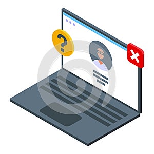 Laptop anonymity icon isometric vector. Unknown mystery