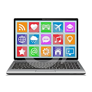 Laptop with apps icons