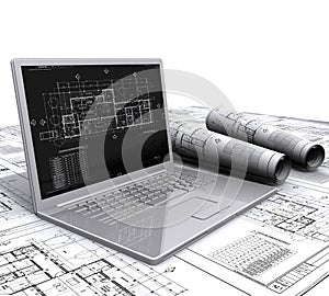 Laptop architectural plans